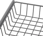 TRINITY 4-Tier Freestanding Metal Shelving Rack with Wire Baskets, Wood Top, and Adjustable Feet, 12"x12"x30", Dark Gray + Oak Brown Top