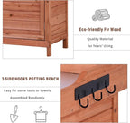 Merax Outdoor 39" Potting Bench Table, Rustic Garden Wood Workstation, Storage Cabinet with 2-Tier Shelves and Side Hook, Orange