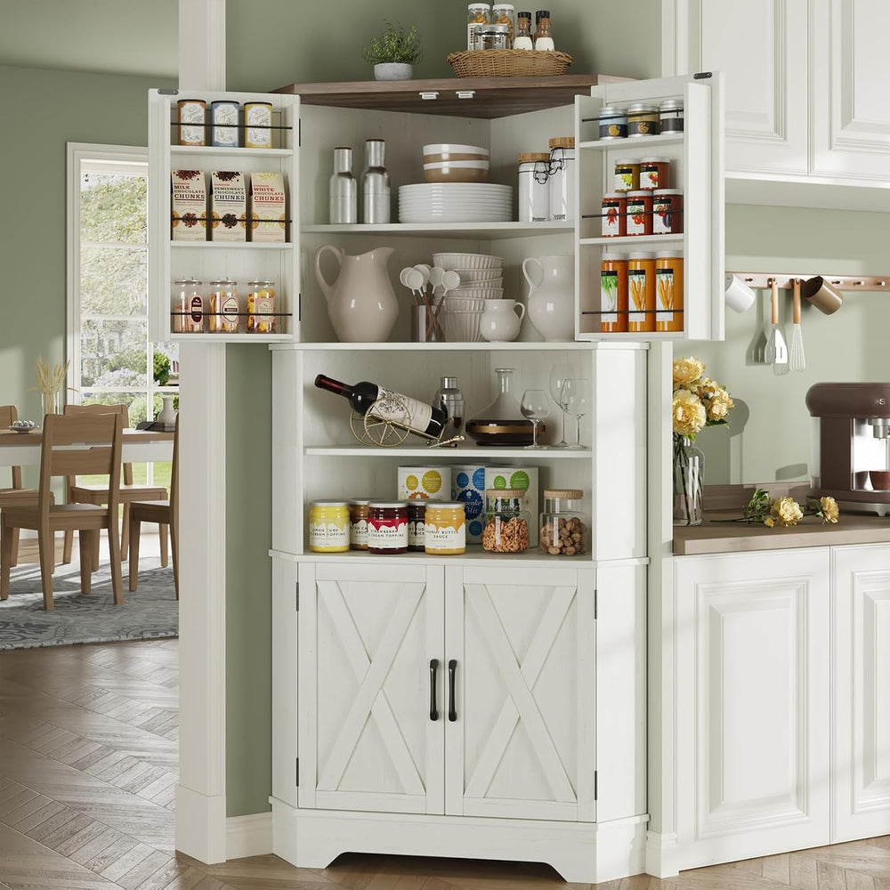 Befrases Corner Cabinet, 67''H Kitchen Pantry Storage Cabinet, 6-Tier...