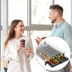 Clear Glass Coffee Pods Storage Drawer Organiser Large Capacity Espresso Pods Holder Stand with Metal Frame