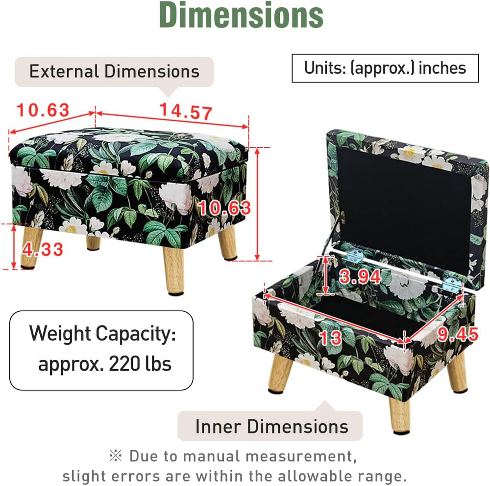 lumizone Small Ottoman with Storage Foot Rest Foot Stool Print-Beige | Padded...