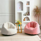 N&V Small Bean Bag Chair for Kids, Children Mini Bean Bag Sack, Foam Filling, Includes Removable and Machine Washable Cover, 27in, Soft Faux Fur (Pink)