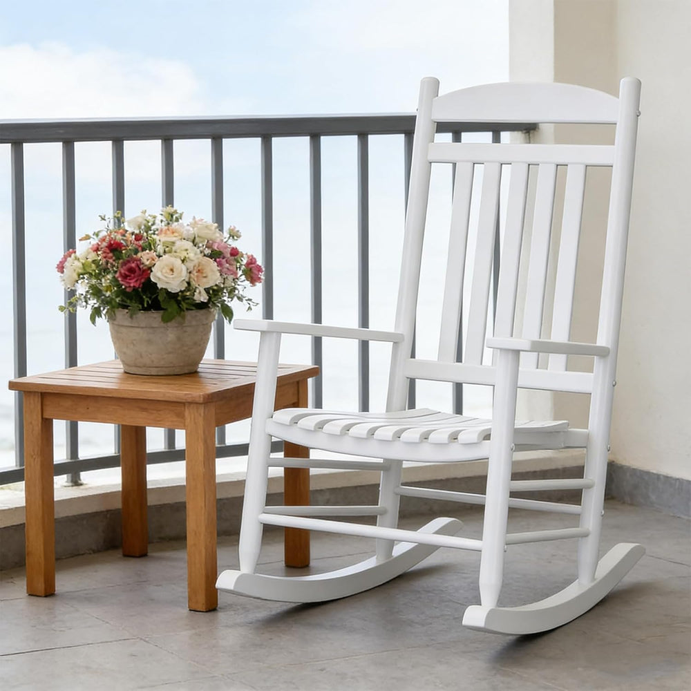 Wooden Outdoor Rocking Chair, Weatherproof Oversized Rocking Chair, Heavy Dut...