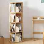Rotating Bookshelf Tower, 4 Tier 360 Display Spinning Bookshelf, Solid Wood Revolving Bookcase for Kid Adult, Corner Floor Rotating Bookcase for Bedroom, Living Room, Study Room, Small Space