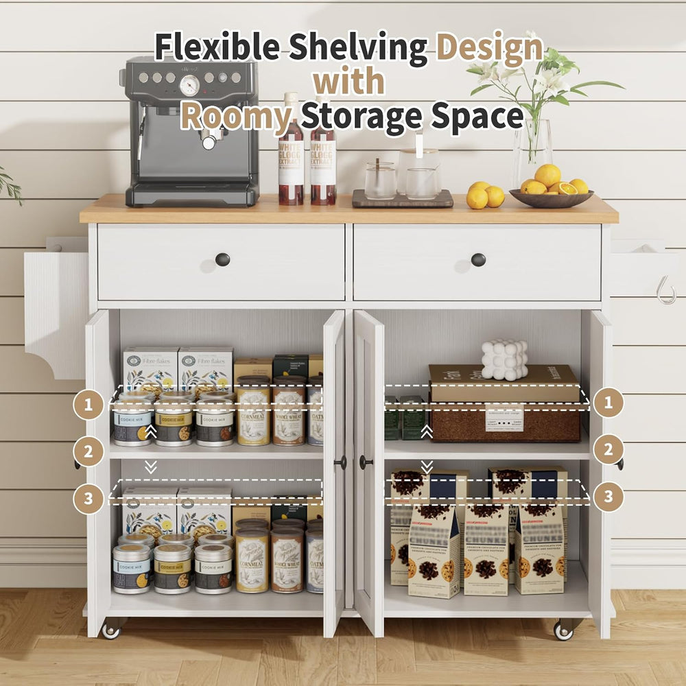 Kitchen Island with Storage, 35.4" Rolling Kitchen Island Cart on Wheels...