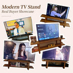Tiita Bamboo TV Stand for 55 Inch TV, Entertainment Center with 2 Open Shelf, Mid Century Modern Media Console for Living Room, Bedroom, Wood