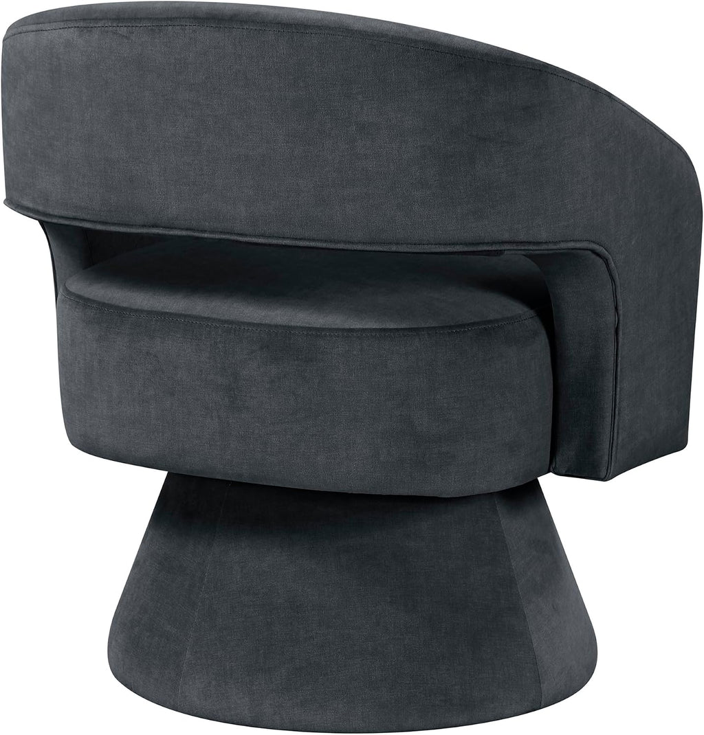 Lexicon Swivel Accent Chair, Modern Velvet Round Barrel Chair, Dark Gray | Swivel Chair with Open Back, Plush Foam Cushions, Metal Swivel Base for Living Room/Bedroom/Office/Small Spaces