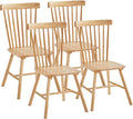 Solid Wood Windsor Dining Chairs Set of 4,Wood Spindle Back Chairs for Home Kitchen