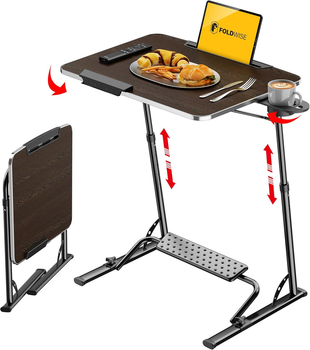 FoldWise Upgraded Folding TV Tray Table, Sturdy Couch & Dinner Laptop Tab...