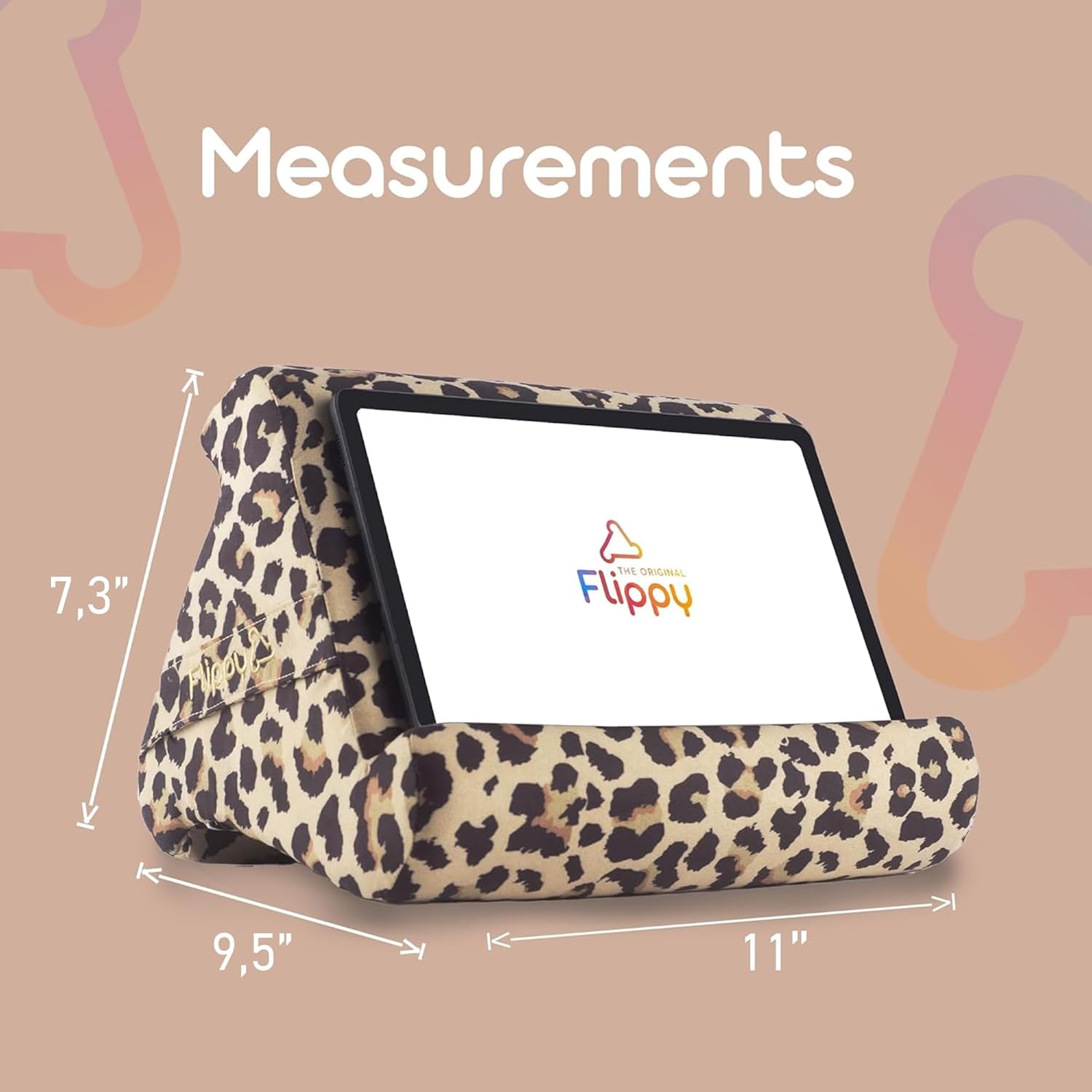 Flippy Original Tablet Pillow Stand & iPad Holder, Gift for Book Lovers & Readers, Multi-Angle Stand with Storage for Lap, Desk & Bed, Compatible with Kindle, Fire, iPad & Samsung, Def Leopard