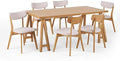 Christopher Knight Home Abraham Mid-Century Modern 7 Piece Dining Set with A-Frame Table, Light Beige + Natural Oak