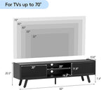 Black Mid Century TV Stand for TVs up to 80" Iron Rattan Entertainment Center with Sliding Door TV Media Console with Adjustable Shelves and 2 Storage Cabinets