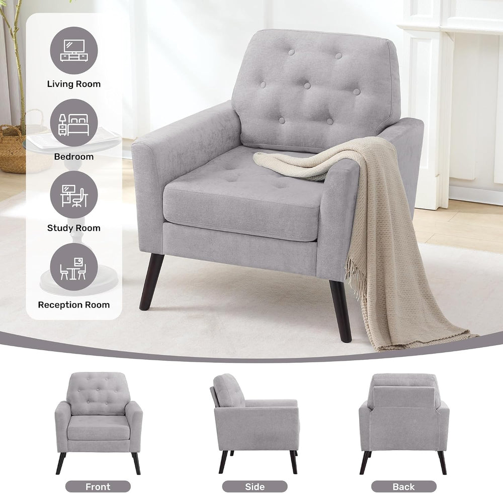 Accent Chair Set of 2, Mid Century Modern Living Room Chairs, Upholstered Arm...