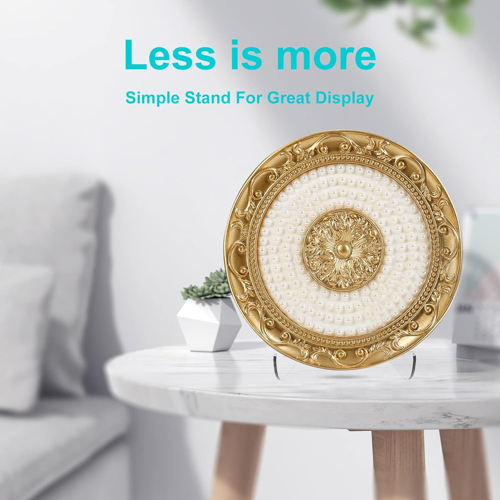 Boloyo Flat Back Acrylic Plate Display Stand, 6 Inch 2PC Clear Acrylic Display Holder Easel Base for Home Office Kitchen School Art Display