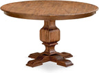F3MZ7-50N-04 7-Pc Kitchen Table Set Includes a Pedestal Table and 6 Light Tan Polyester Dining Room Chairs with Padded Back - Antique Walnut
