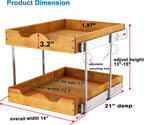 DINDON 2 Tier Pull Out Cabinet Organizer (14" W x 21" D) Double Tier Slide Out Wood Drawer Under Cabinet Storage And Organization