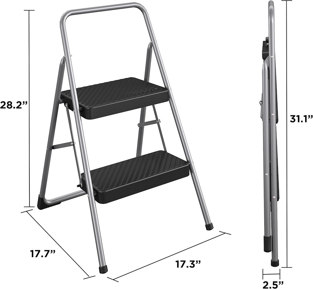 CoscoProducts COSCO 11137PBL1E 2 Household Folding Step Stool, ANSI Type 3, 2...