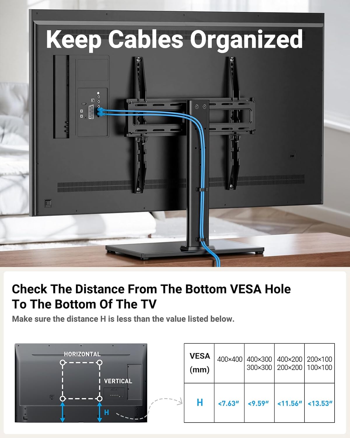 PERLESMITH Universal Swivel TV Stand Legs for 24-60 inch LCD LED TVs, Height Adjustable Television Mount Stand with Tempered Glass Base, Universal VESA Mount 400×400mm, Holds up to 88lbs, PSTVS09