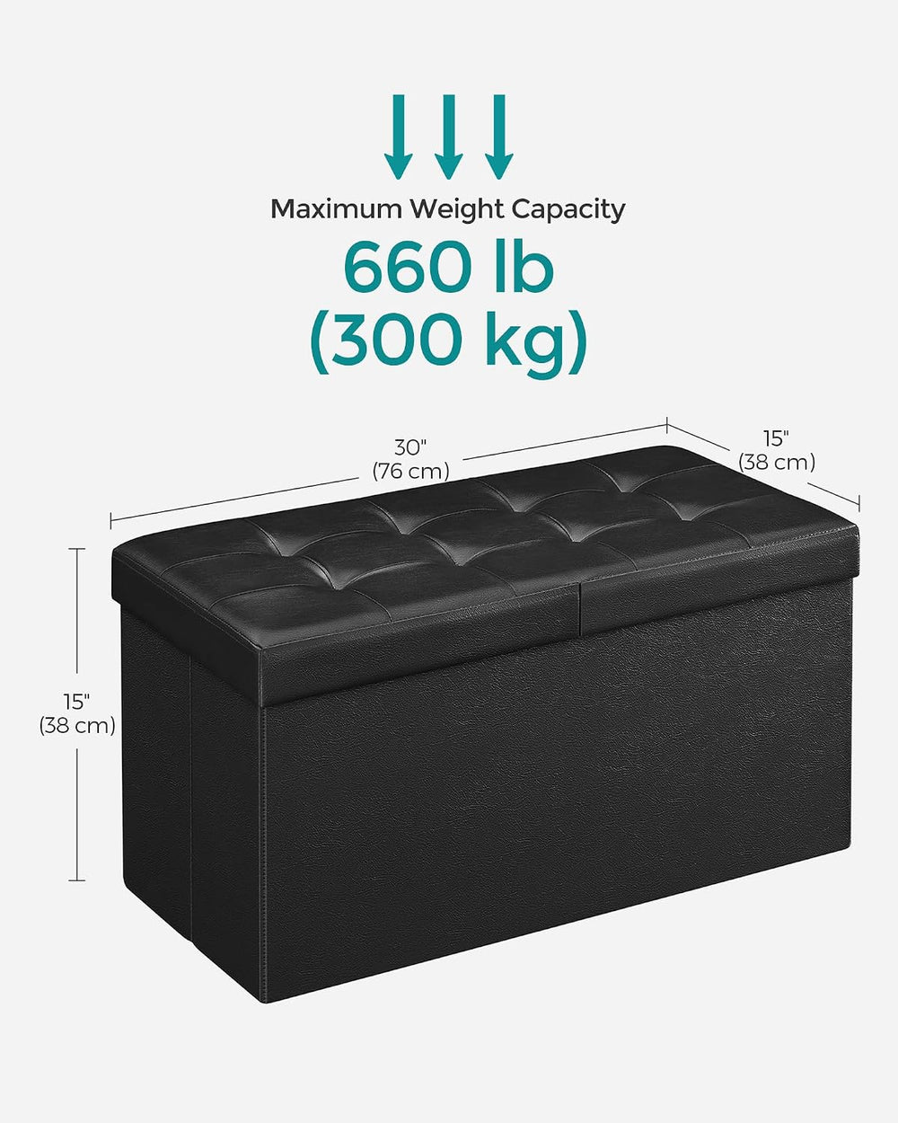 SONGMICS 30 Inches Folding Storage Ottoman Bench with Flipping Lid | Storage ...
