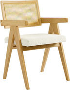 CHITA Rattan Dining Chairs Set of 4, Modern Dining Chair with 2.8inch Cushion, Rubberwood Frame Accent Chairs for Dining Room/Kitchen/Living Room, Oak