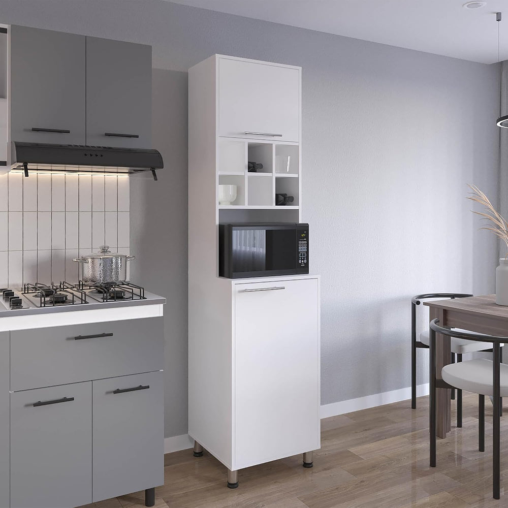 Kitchen Pantry with 2 Doors 4 Legs 8 Shelves White | FSC and CARB compliant e...