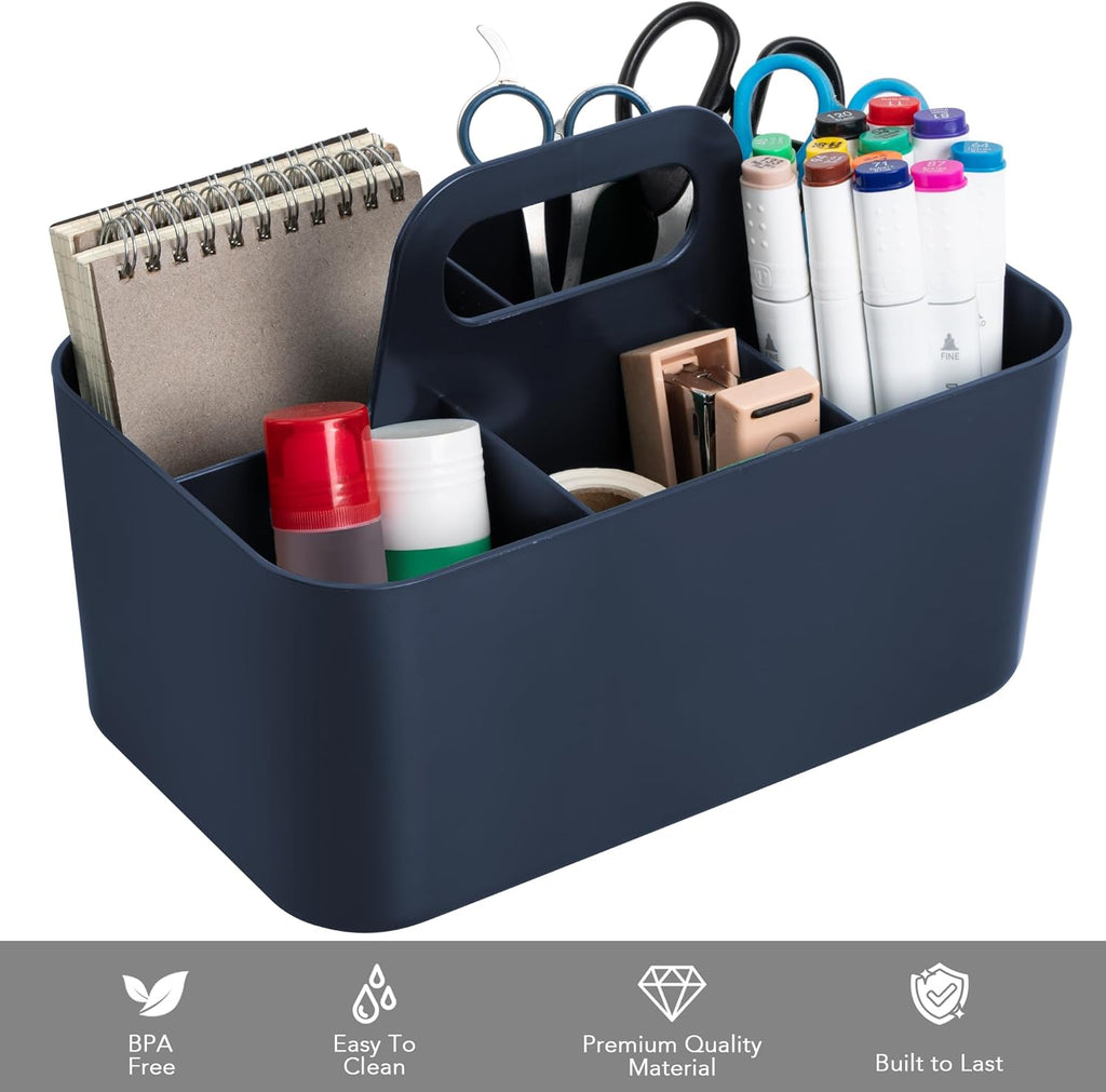 Tiawudi 2 Pack Caddy Organizer with Handle, Portable Plastic Caddy, Storage Organization for Cleaning, Bath, Makeup, Art, Craft, Stationery, Classroom and Office, Tote Organizer