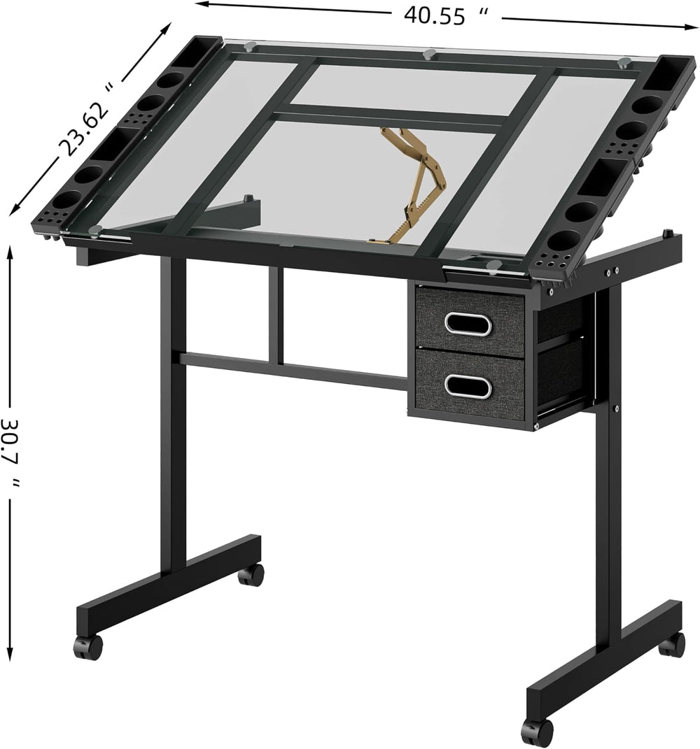 Rolling Drafting Table on Wheels, Painting Table Art Craft Desk Crafting Tabl...