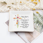 Christian Gifts for Women, Faith Inspirational Gifts - Floral Cross 4" Jewelry Dish, Religious Gift for Mom, Sister, Daughter, Friends - Catholic Bible Verse, Communion, Confirmation Gift for Her