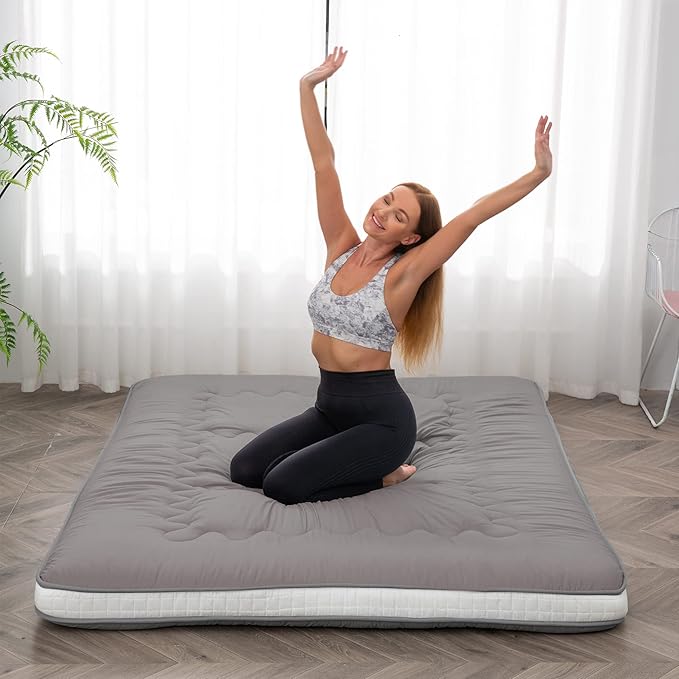 Dr.Futon Japanese Floor Futon Mattress Extra Thick Folding Roll Up Bed Topper...