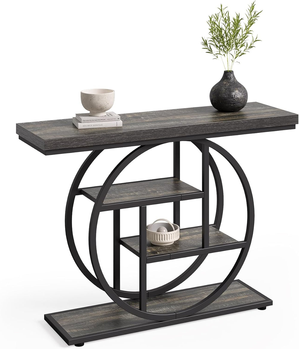 LITTLE TREE Console Table, 4-Tier Entryway Table, 41.3-Inch Industrial Sofa T...