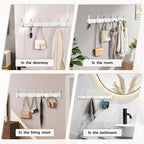 1 Pack Coat Rack Wall Mount,17.3 in Wall Hooks for Hanging, Coat Hanger Wall Mount Towel Rack Hat Rack for Wall with 6 Hooks for Entryway, Bedroom, Bathroom (White, 6 Hooks-1Pack)