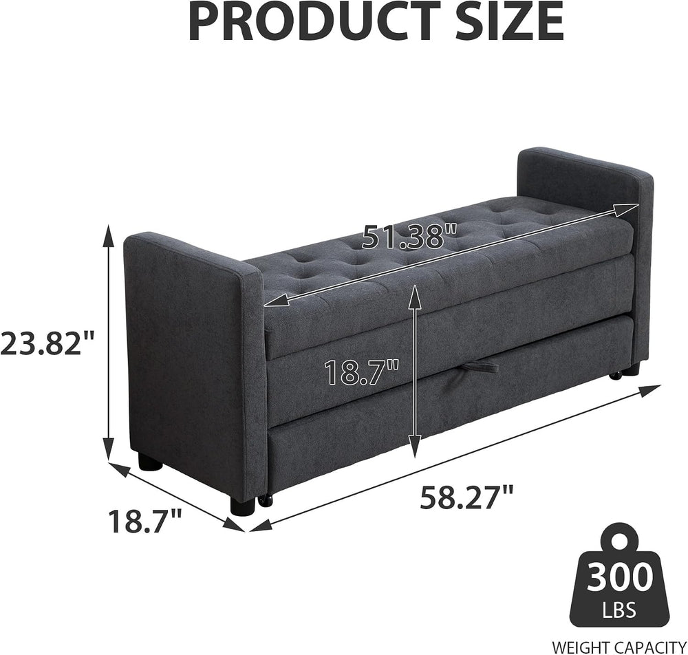 Chifee & Vingol 58.27" W Ottoman Bench with Double Storage Space, Up...