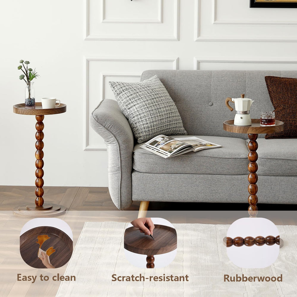 Small Round SideTable, Drink Table Martini Table for Small Spaces, Tall End T...