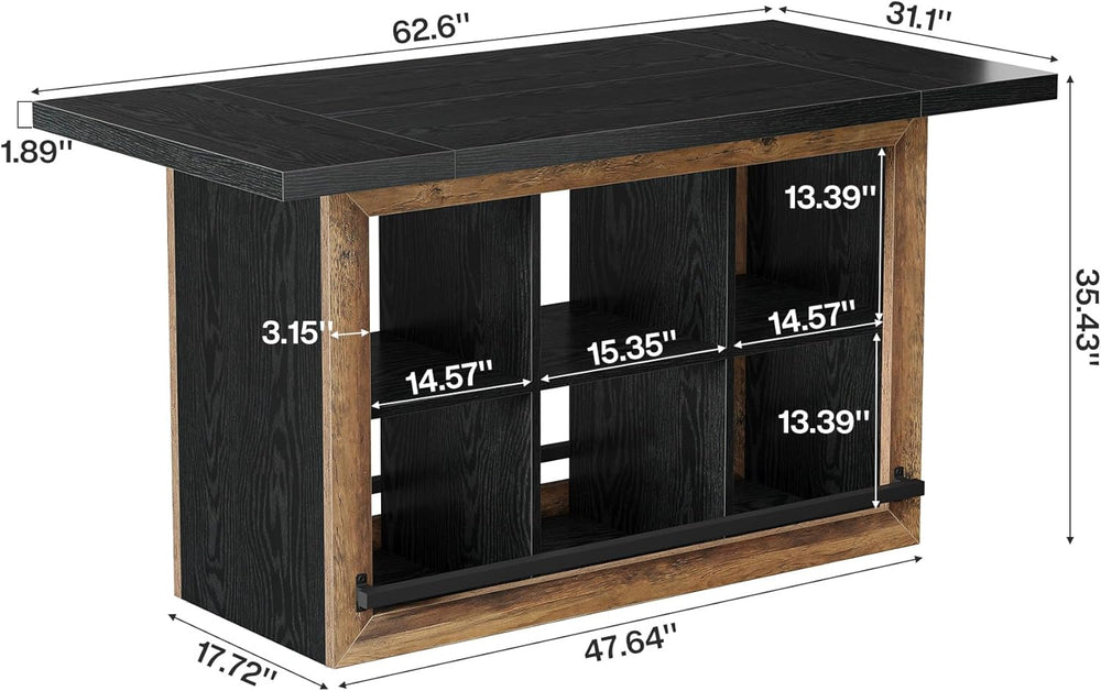 Tribesigns Kitchen Island with Storage, 62.6" Farmhouse Kitchen Island T...