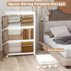 Extra Large Stackable Storage Bins with Lids & Wheels, Foldable Collapsible Closet Organizers Storage Cabinet with Doors for Bedroom Dorm (White, 504QT-168QT/42GAL*3Pack)