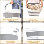 43L+43L Collapsible Laundry Baskets plastic, Pop Up Laundry hamper/Storage Container, Foldable Laundry Basket with Handles, Durable,Space Saver (Grey, 2 Packs)