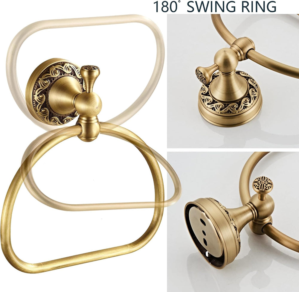 Antique Brass Toilet Paper Holder Towel Ring, Bathroom Hand Towel Holder Wall...