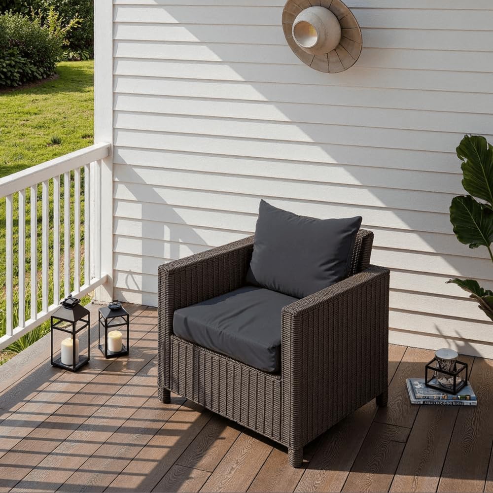 PatioGlow Outdoor Seat Cushion Set 22 x 22 x 4 Inch, Waterproof & Fade Re...
