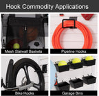 Slatwall Hooks Accessory 14 Pcs, Heavy Duty Single and Double Slatwall Hooks & Hanger Metal Accessories with 6 Slatwall Bin, 1x Slatwall Basket with Zipper
