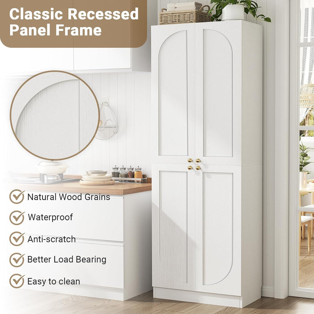 Cyclysio 80" Kitchen Pantry with 4 Soft Close Doors, Seamless Fit Wall |...