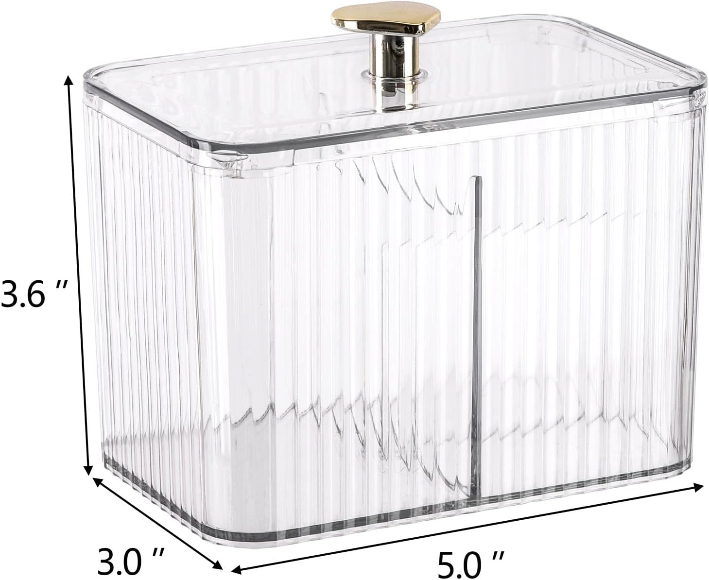 Tbestmax Qtip Holder Dispenser 3-Section Clear Bathroom Organizer Jar 3 Grids Cotton Swab/Pad/Ball Holder Container Cosmetics Storage for Vanity(2 Pack)