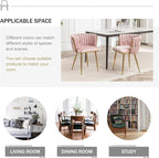 Velvet Dining Chairs Set of 6, Modern Upholstered Dining Chairs with Gold Metal Legs for Dining Room, Vanity, Kitchen, Living Room(Pink)
