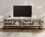 WAMPAT Modern TV Stand for TVs Up to 75 Inch, 2-in-1 Entertainment Center Media Console with Storage Cabinets, TV Console for Living Room, Light Oak