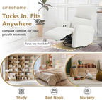 cinkehome Swivel Rocker Recliner, Glider Rocker Recliner Chair for Nursery, Overstuffed Manual Reclining Chair for Small Spaces, Living Room, Beige Snowflake Fleece