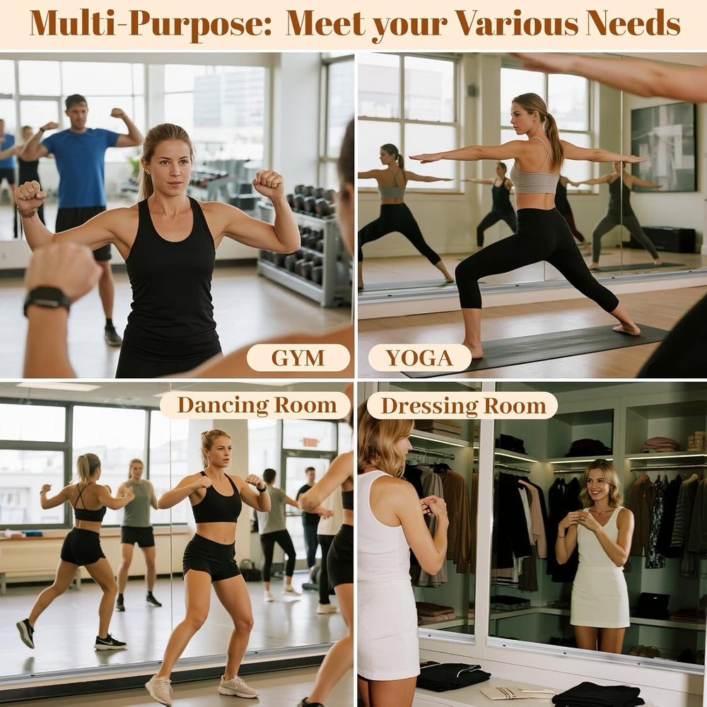 VooBang Home Gym Mirror 2 PCS 24"×48", Frameless Wall Mirror Full L...