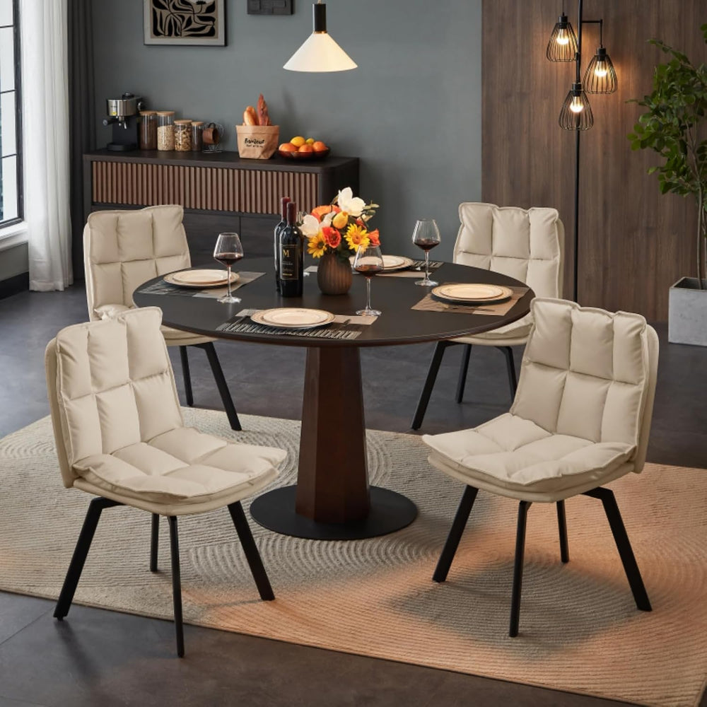 Susalt Swivel Dining Chairs Set of 4, Upholstered Dining Room Chairs, Leather...