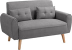 Shintenchi Small Modern Loveseat Couch Sofa, Mid Century Fabric Upholstered 2-Seat Sofa Couch Love Seats Furniture for Small Space,Living Room,Studio,Apartment with 2 Pillows,Light Grey