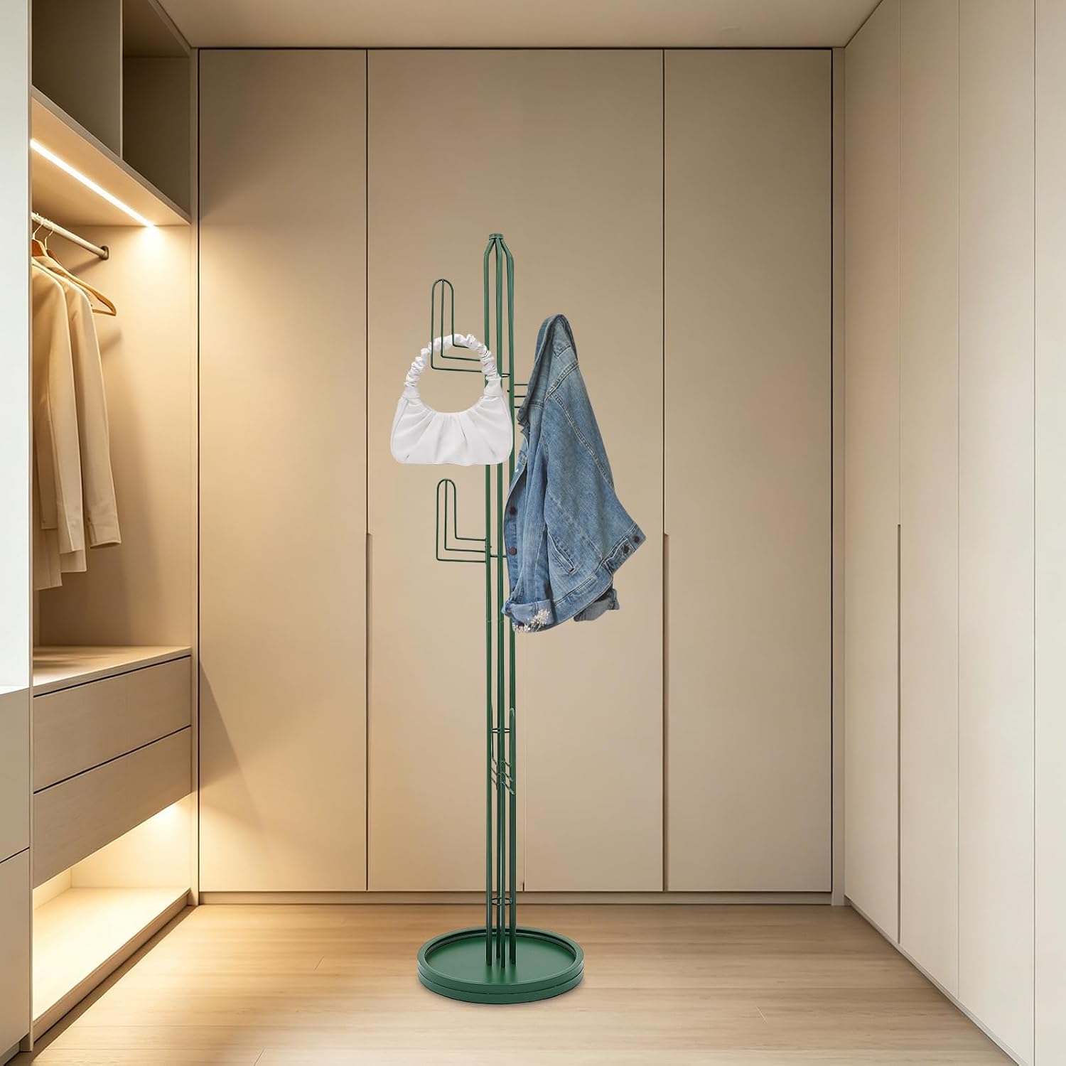 Cactus Coat Rack, 68.9" Tall Freestanding Coat Tree with 6 Hooks, Heavy Duty Green Metal Clothing Stand for Entryway, Bedroom and Office