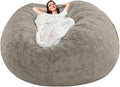 Soft Bean Bag Sofa Cover(NO Filler) Super Large Lazy Sofa Cover for Family (Dark Brown, 5FT(D130*H60cm))