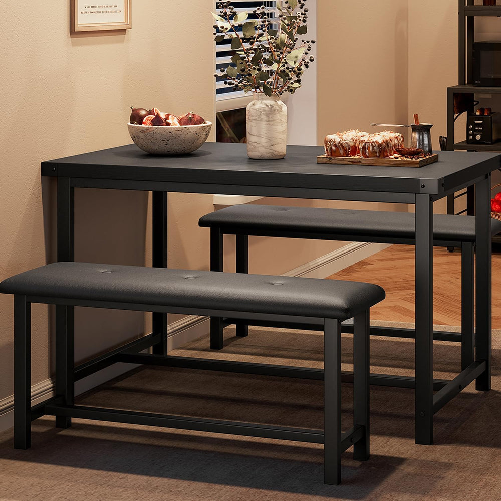IDEALHOUSE Dining Table Set for 4, Kitchen Table with Upholstered Bench, 3 Pi...